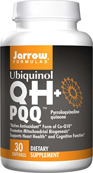 Jarrow Formulas Ubiquinol Plus Pyrroloquinoline Quinone Supplement,   Supports Heart Health and Cognitive Function, 30 Count,