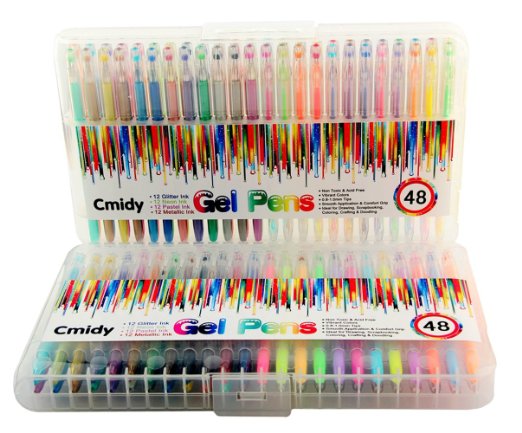Gel Pens 48 Color Premium Professional Gel Color Pens Including Glitter Neon Metallic Pastel for Adults Kids Gift Set