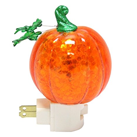 Roman Pumpkin Plug in Night Light with Swirling Confetti, 7-Inch