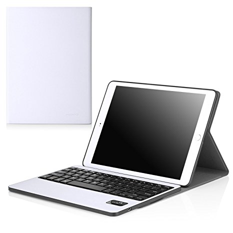 MoKo Apple iPad Air 2 (iPad 6) Keyboard Case - Wireless Bluetooth Keyboard Cover Case for Apple iPad Air 2 (iPad 6) 9.7 Inch iOS 8 Tablet, WHITE (with Smart Cover Auto Sleep / wake)