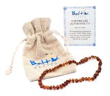 Baltic Amber Teething Necklace For Babies Unisex Cognac - Anti Flammatory Drooling and Teething Pain Reduce Properties - Natural Certificated Oval Baltic Jewelry with the Highest Quality Guaranteed Easy to Fastens with a Twist-in Screw Clasp Mothers Approved Remedies