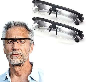 2PCS-Flex Focal Adjustable Glasses, Focus Adjustable Glasses Dial Vision, Flexvision Adjustable Vision Glasses Near, Medium, Black