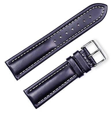 deBeer Breitling Style Oil Tanned Leather Watch band - Choice of colors & widths (Black, Brown, or Havana) (14mm, 16mm, 18mm, 19mm, 20mm, 22mm or 24mm)