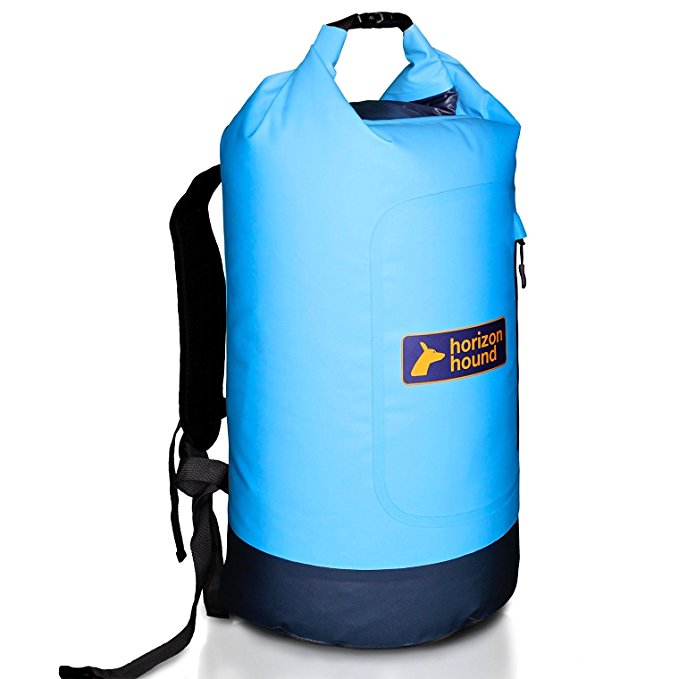 28 LITRE ALL WEATHER DRY BAG - Premium Waterproof Back Pack with padded shoulder straps and two Zipped Pockets. Perfect Roll Top Dry Bag for the Beach, Camping, Fishing, Kayaking or Swimming.
