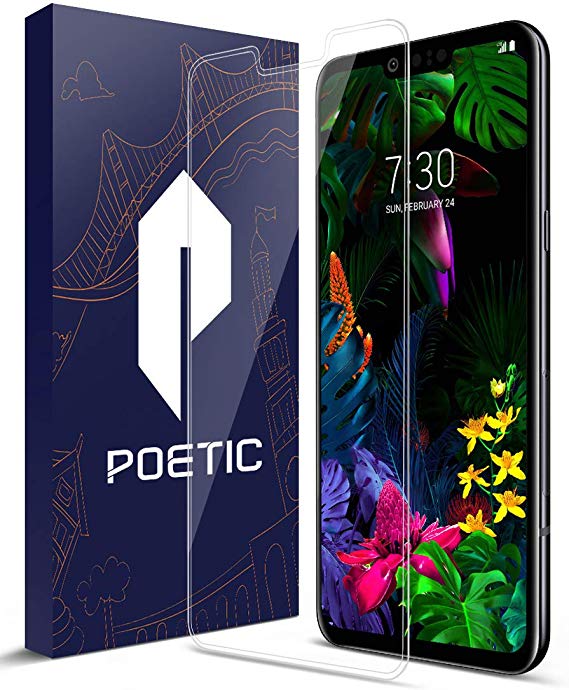 LG G8 ThinQ Screen Protector Tempered Glass, Poetic Premium HD Ultra Clear, 9H Hardness, Anti-Scratch, Bubble Free Glass Screen Protector, Designed for LG G8 ThinQ, Clear