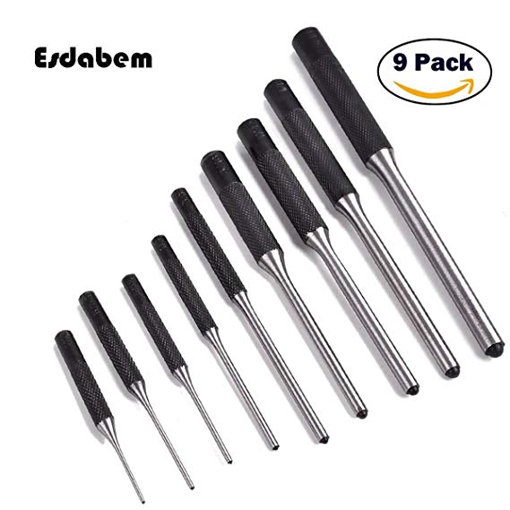 9 Pieces Roll Pin Punch Set - Tool Kit for Gunsmith/Watch Makers/Crafts and Repairs with Carry Case by Esdabem