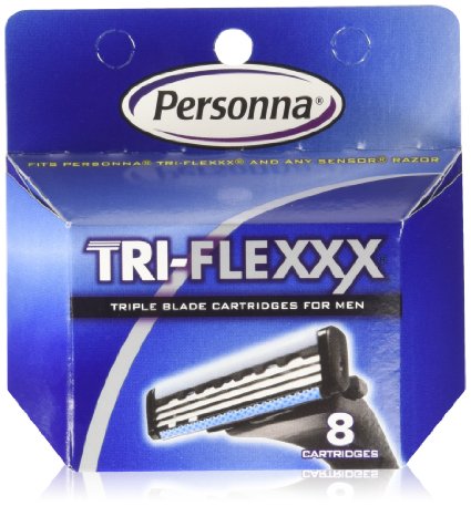 24 Personna Tri-flexxx Cartridges - For all Gillette Sensor and Personna Tri-flexxx Razors (3 X 8 Ct.)