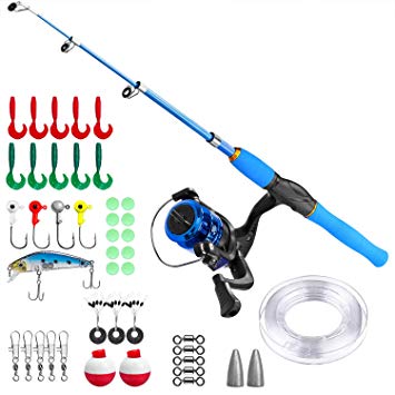 Kids Fishing Pole,Telescopic Fishing Rod and Reel Combos with Spincast Fishing Reel and String with Fishing Line