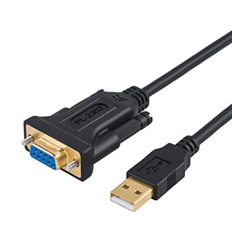 USB to RS232 Serial Adapter with PL2303 Chipset, CableCreation 10 FT Gold Plated USB to DB9 Pin Cblae for Cashier Register, Modem, Scanner, Digital Cameras,CNC etc, Black