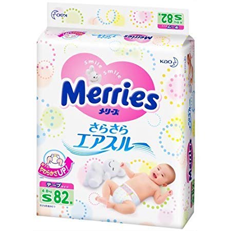 Kao Diapers Japanese Import Merries Sarasara Air Through S-size (4kg-8kg) 82 Sheets