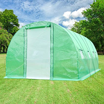 Ohuhu 20'x10'x7' Upgraded Large Walk-in Greenhouse with Dual Zippered Screen Doors & 6 Screen Windows, Heavy Duty Plant Green House with Reinforced Galvanized-Steel Frame, Ropes & Ground Staples