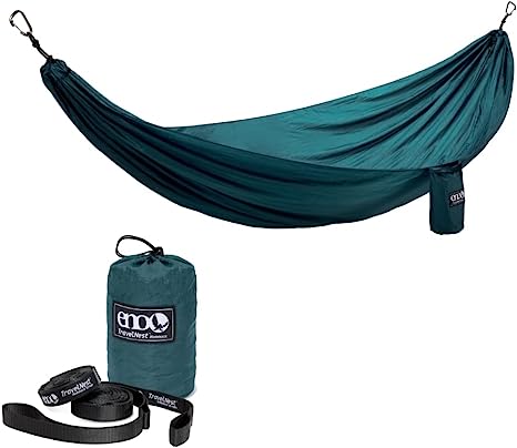 ENO TravelNest Hammock & Straps Combo - Portable Hiking and Camping Hammock with Straps Included - Travel Hammock for Camping, Hiking, Backpacking, a Festival, or The Beach - Marine