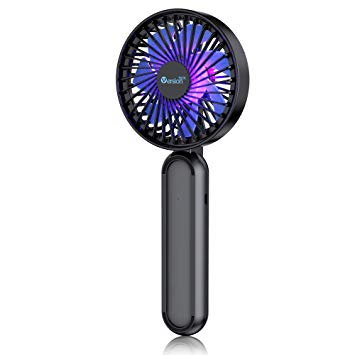 VersionTECH. Handheld Fan with Color Light, Mini Desk Fan, Personal Portable Small Table Fan with USB Rechargeable Battery Operated Electric Fan for Travel Office Room Household Black 5 Speed