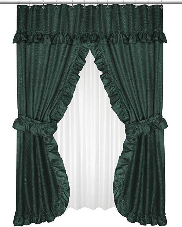 Carnation Home Fashions FSCD-L/27 Lauren Double Swag Shower Curtain, Evergreen