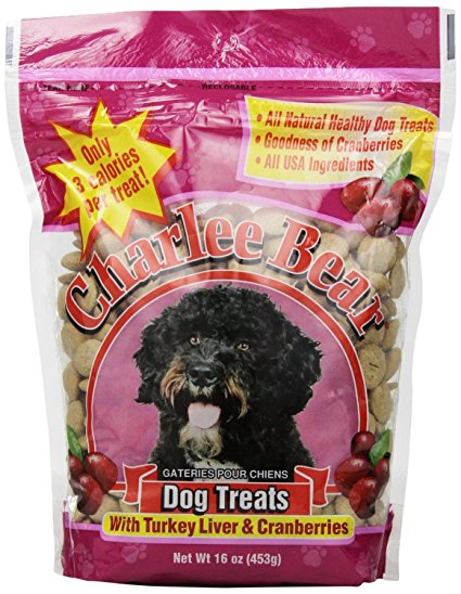 Charlee Bear Dog Treat, 16-ounce, Turkey Liver/Cranberries (3 Pack)