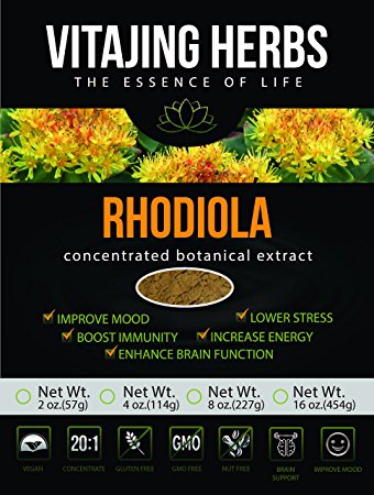 Organic Rhodiola Rosea Extract Powder (4oz-114gm), 20:1 Concentration (Also Known As Roseroot, Golden Root)
