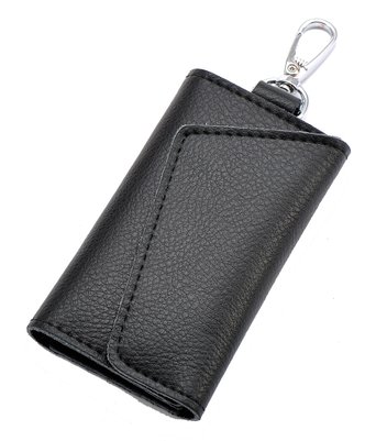 Heshe Leather Key Case Wallets Unisex Keychain Key Holder Ring with 6 Hooks Snap Closure