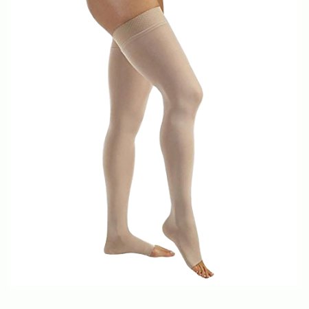 JOBST Relief Thigh High 20-30 mmHg Compression Socks, Open Toe, Beige, Large