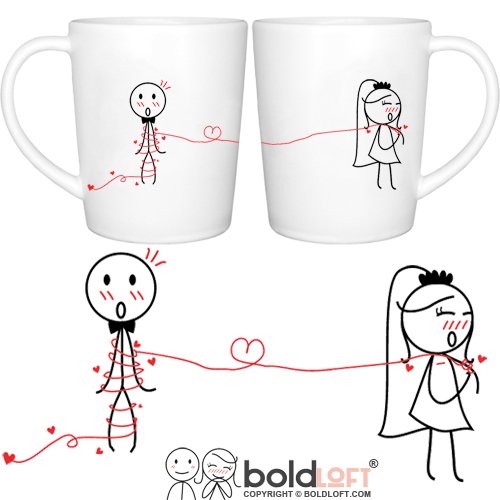 BOLDLOFT Tie the Knot His & Hers Wedding Coffee Mugs-Wedding Gifts for the Couple,Wedding Gifts for Bride and Groom,Engagement Gifts for Couples for Him for Her,Bridal Shower Gifts
