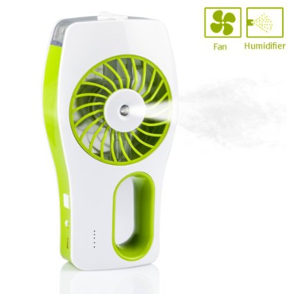 3 Speeds Handheld Humidifier Fan CrazyFire Portable Mini Cooling Misting Fan Air Conditioning Rechargeable Fan for Hot Summer Dry Autumn and Outdoor Activities(Green)