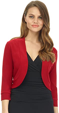 Rekucci Women's Soft Knit Rounded Hem Stretch Bolero Shrug