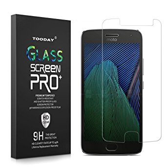 Moto G5 Plus Screen Protector, TOODAY Ultra Clear Case Friendly [Scratch-Resistant] [Bubble Free] Premium Tempered Glass Screen Protector for Motorola Moto G plus 5th Generation (1 Pack)