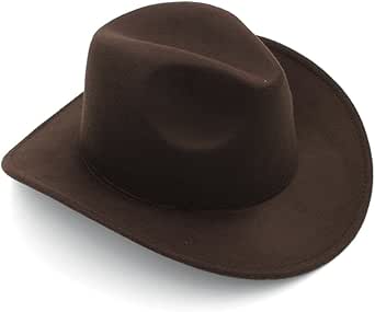 Kids Boys Girls Felt Cowboy Hat Wool Blend Children Western Cowgirl Cap (Coffee), 3-8 Years old