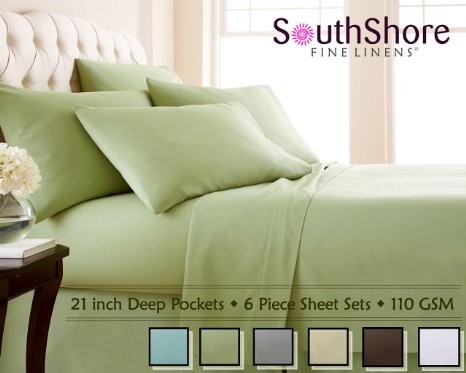 Southshore Fine Linens® 6 Piece - Extra Deep Pocket Sheet Set - SAGE GREEN - Queen