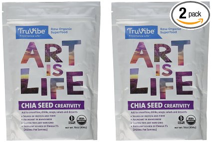 TruVibe -2 Lbs- 100% Organic Chia Seeds, 16 Ounce Pouches (2 Pack)