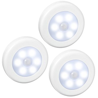 (Upgraded) 3PCS Motion Sensor Light Battery-Powered Motion Sensor LED Night Light, Cordless Wall Light Step Light for Hallway, Closet, Stairs, Bedroom, Nursery (White)