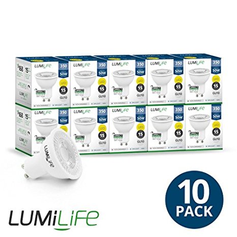 LUMiLife 5 Watt GU10 LED Spotlight - 10 Pack - 50W Halogen Replacement - Cool White - Shipped from the UK - 350 Lumens - 36 Degree Beam Angle - Spotlight - Energy Class A