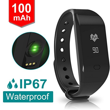 Fitpolo Heart Rate Monitor Waterproof Bluetooth Smart Fitness Tracker Wristband,Silicone wristband,Calorie and Step Counter,Call Notification for Android iOS.