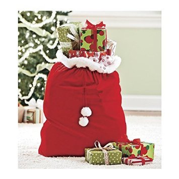 Velvet Santa's Gift Sack with Cord Drawstring