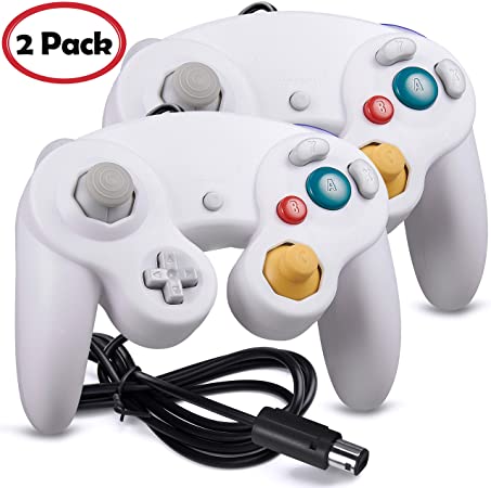 2 Pack iNNEXT Gamecube Controller, GC NGC Classic Wired Controller Compatible with Gamecube Wii Wii U Switch Video Game Console, 1.8m/5.9ft (White)