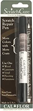 Cal-Flor PE49401CF ScratchCure 3 Shade Double Tipped Repair Pen for Use on Wood, Laminate, Flooring & Furniture, Gray