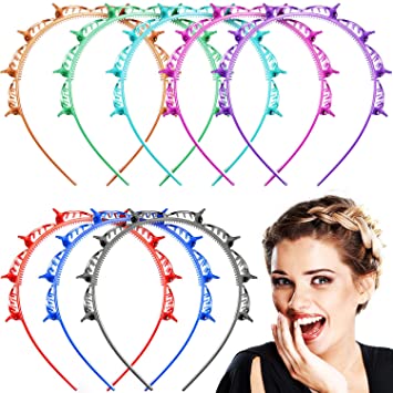 8 Pieces Double Layer Twist Plait Headband Double Bangs Hairstyle Hairpin Headband Multi-Layer Hollow Braided Hairbands Korean Braided Headband with Teeth for Hair Accessories, 8 Colors