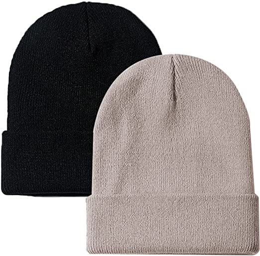 ZOORON 2 Pack Beanie for Men Women Slouchy Beanie Hats Winter Knit Caps Soft Ski Hat Unisex