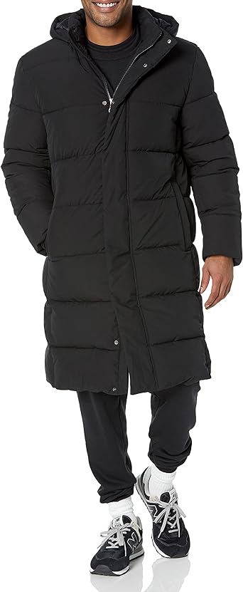 Amazon Essentials Men's Recycled Polyester Hooded Long Puffer