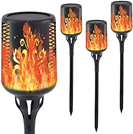 Aogist Flames Torches Lights, Whiskey Bottle Shape Solar Torch Light, Outdoor Waterproof 96 LED Dancing Flickering Flame Dusk to Dawn Auto On/Off Security Torch Light for Yard Garden Patio(4 Pack)