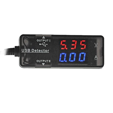 BESTOPE Dual-USB Output Charging Detector Digital LED Ammeter Voltmeter Guage DC Display 3.2-10V 0-3A Red/Blue