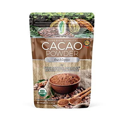 Pure Natural Miracles Cacao Powder Organic Raw Unsweetened Cocoa 1 lb