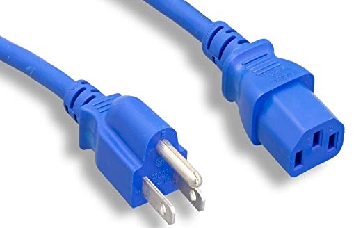 Micro Connectors UL Approved 6ft 18AWG 10 Amp Power Cord (NEMA 5-15P/ C13) - Blue (M05-113ULBL)