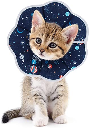 Cat Recovery Collar Cat Soft Cone Collar Pet Protective Cotton Cone Adjustable Fasteners Collars for Cats Puppies,Blue