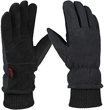 Winter Gloves,Windproof Genuine Deerskin Leather Gloves for Men and Women