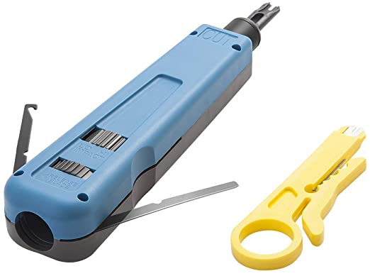 Punch Down Tool with 110/88 Blade & Extra Wire Stripper for Cat6a/ Cat6/ Cat5e/ Cat5 Network Cable