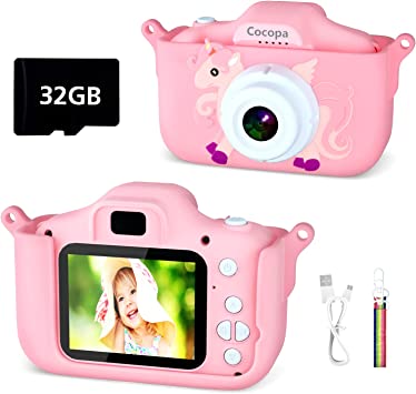 Cocopa Kids Camera Digital Camera for 3-12 Year Old Girls,1080P HD Video Camera for Kids with 32GB SD Card/2 Inch IPS Screen, Birthday Christmas Toy Gifts for 3 4 5 6 7 8 Year Old Girls (Light Pink)