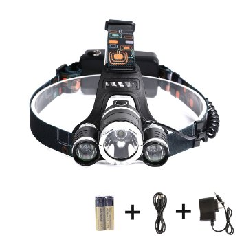 Dare Color 30W 4 Modes Super Bright LED Headlamp,5000 Lumen 3 CREE XM-L2 T6 LED Headlight Flashlight Torch with Rechargeable Batteries for Outdoor Sports/ Camping/ Hiking/ Hunting / Riding