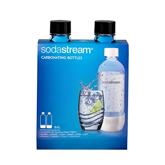 Sodastream 1l Carbonating Bottles- Black (Twin Pack)