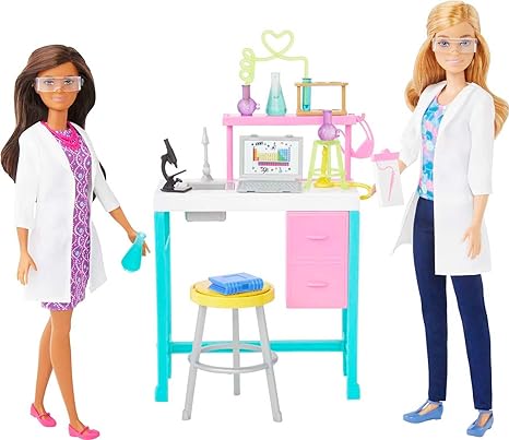 Barbie Science Lab Playset with 2 Dolls, Lab Bench and 10  Accessories [Amazon Exclusive]