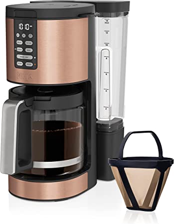 Ninja DCM201CP Programmable XL 14-Cup Coffee Maker PRO, 14-Cup Glass Carafe, Freshness Timer, with Permanent Filter, Copper